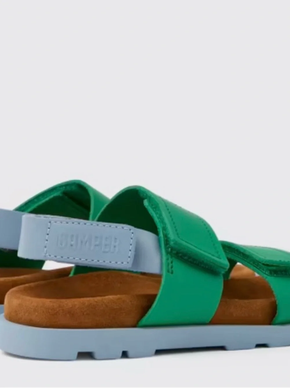 Camper Kids Bright Green Double-Strap Sandals with Brown Footbed - Picture 4 of 6